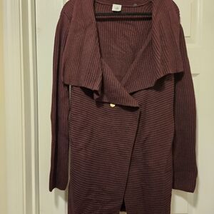 CAbi Burgundy Ribbed Open Cardigan